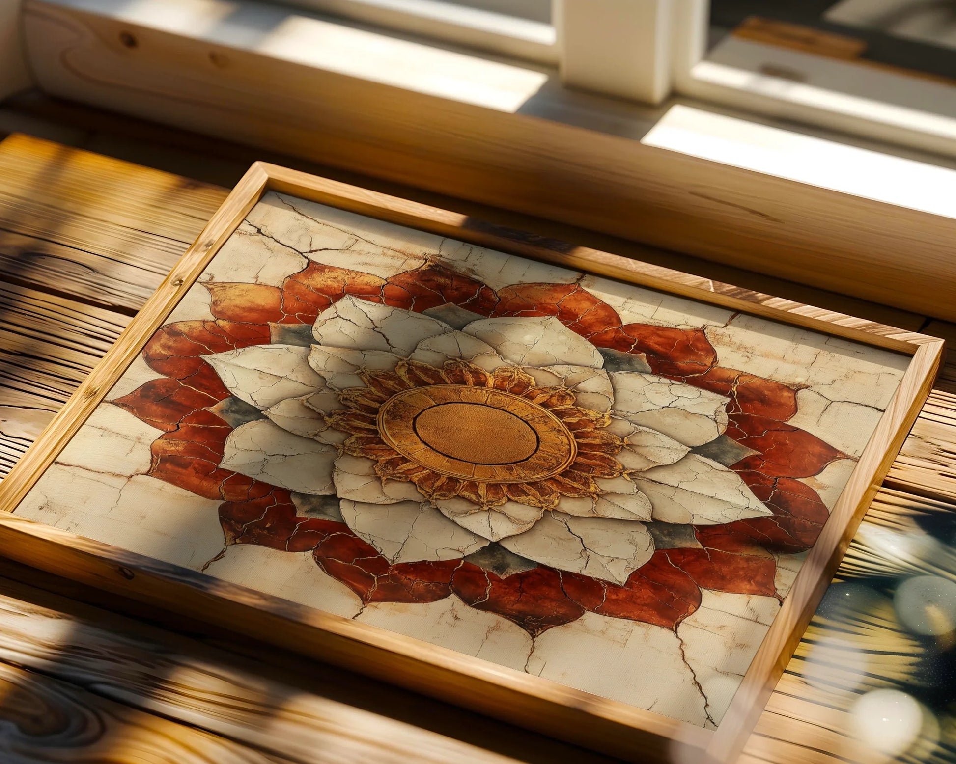 Lotus Mandala Sacred Geometry Cracked Temple in room