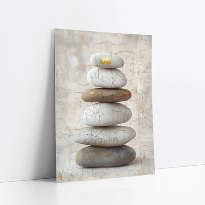 Stacked Stone Zen Cracked River Rocks Japandi art print