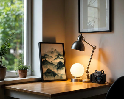 Large Mountain Watercolor Misty Peaks Japandi Canvas Wall Art — Tranquil summit silhouettes emerge from dreamy vapors in this peaceful Japanese aesthetic canvas
