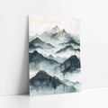 Large Mountain Watercolor Misty Peaks Japandi art print