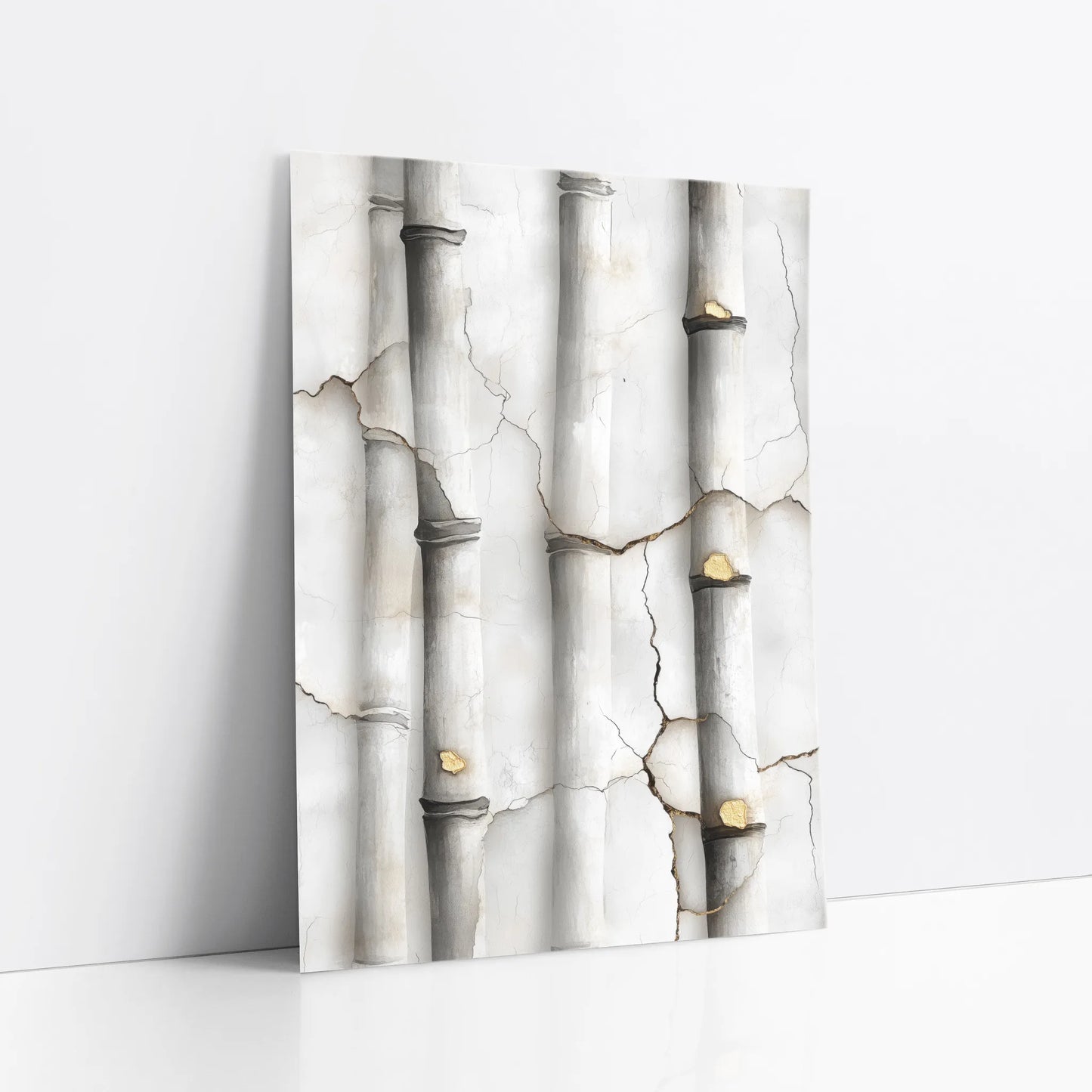 Cracked Marble Columns Golden Secrets Japandi art print