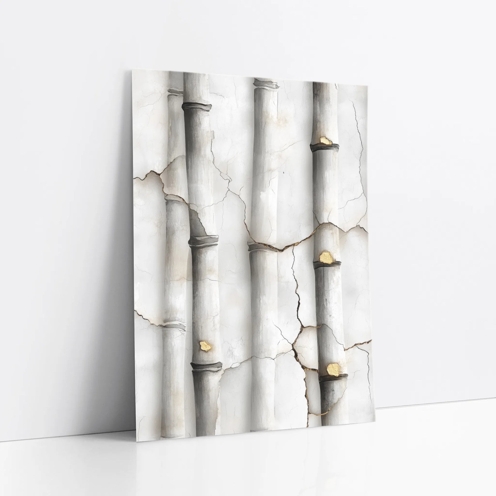 Cracked Marble Columns Golden Secrets Japandi art print