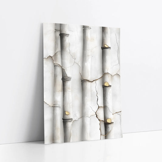 Cracked Marble Columns Golden Secrets Japandi art print