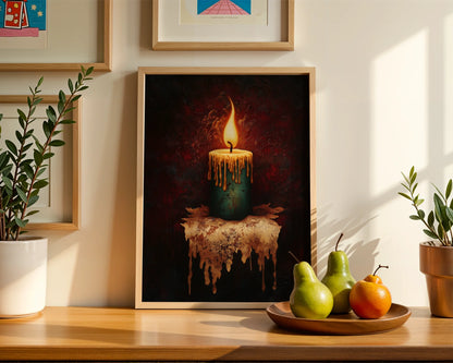 Melting Candle Artwork Gothic Flame Oil in room