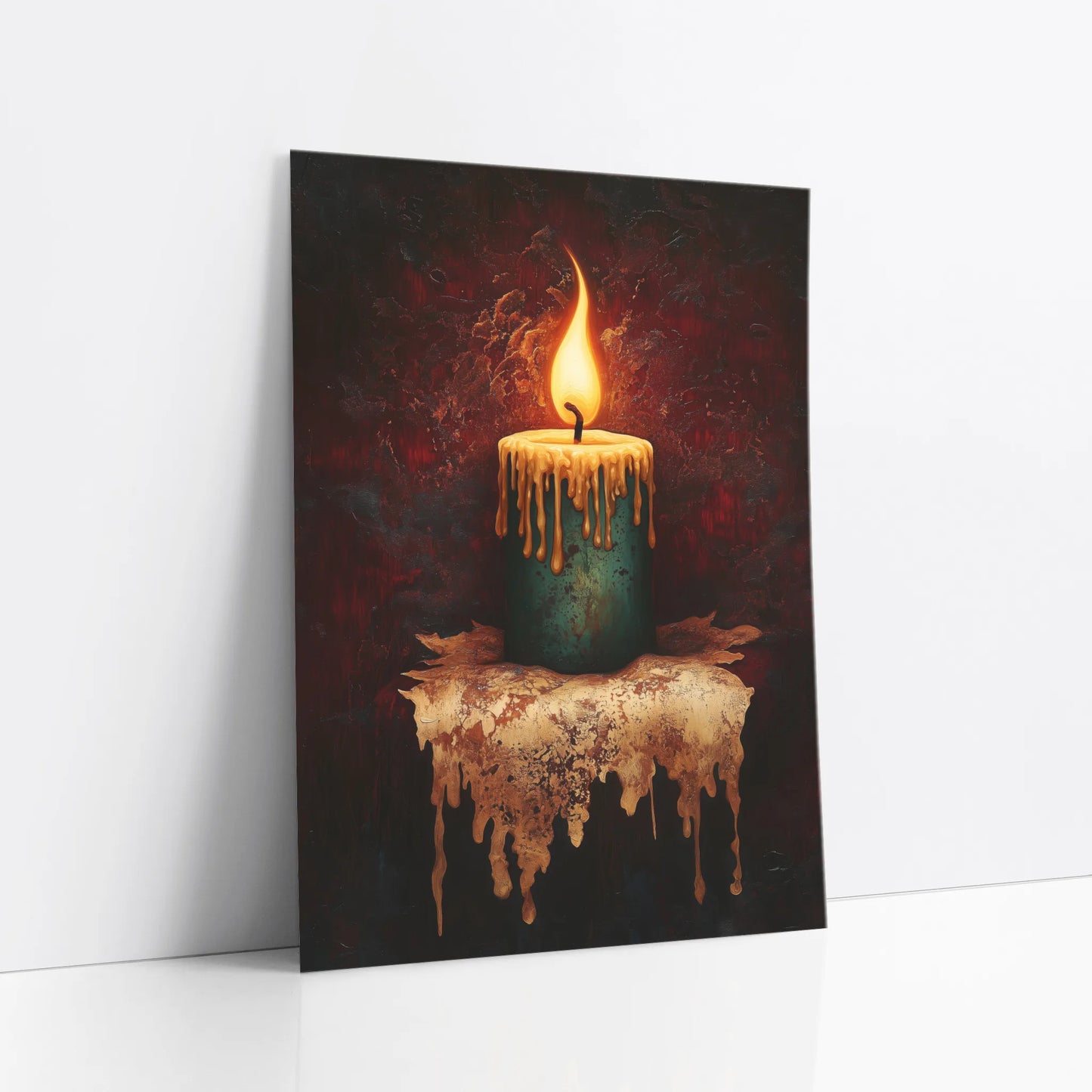 Melting Candle Artwork Gothic Flame Oil art print