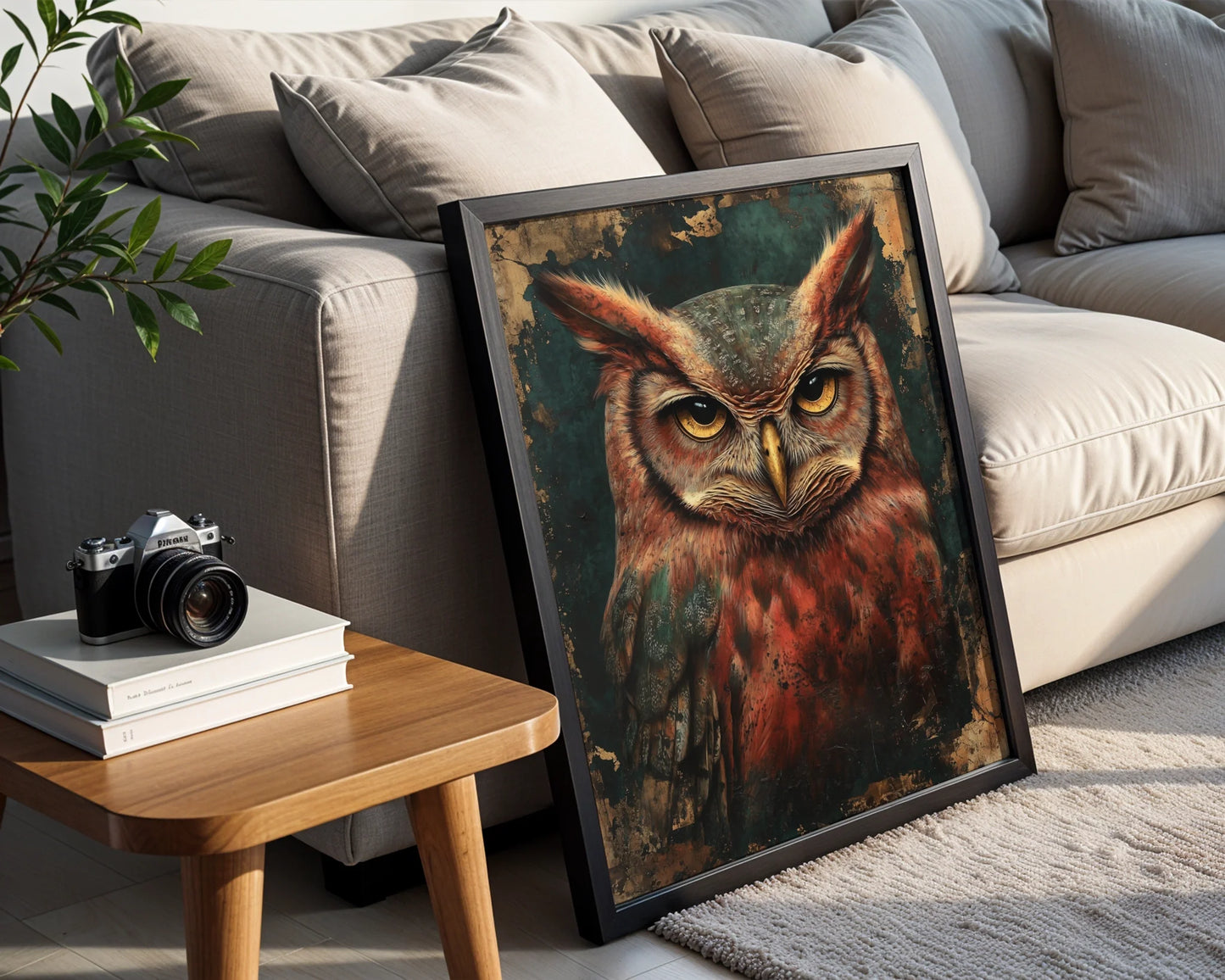 Owl Dark Academia Bronze Patina in room
