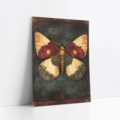 Victorian Moth Specimen Dark Academia Crimson art print