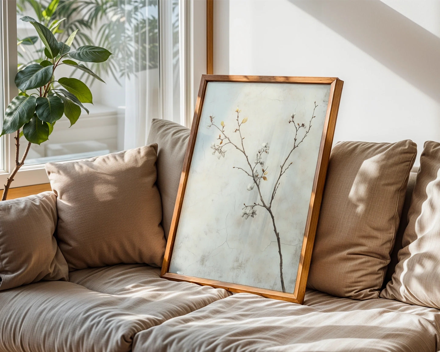 Cherry Blossom Japandi Weathered Plaster in room
