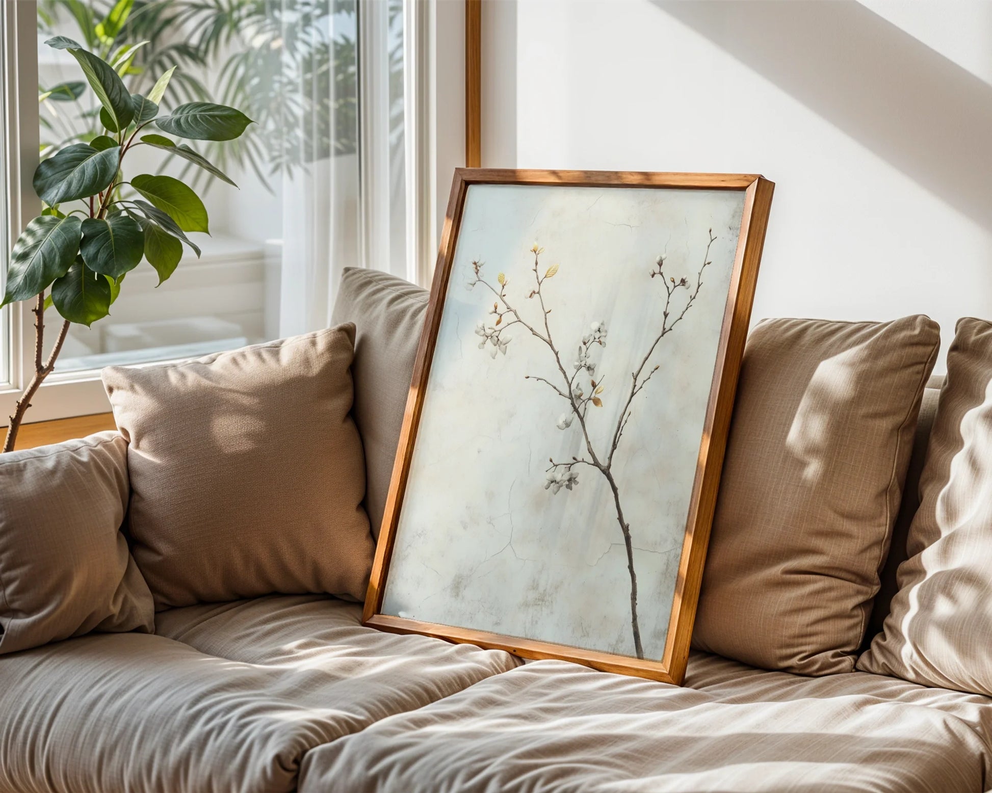 Cherry Blossom Japandi Weathered Plaster in room
