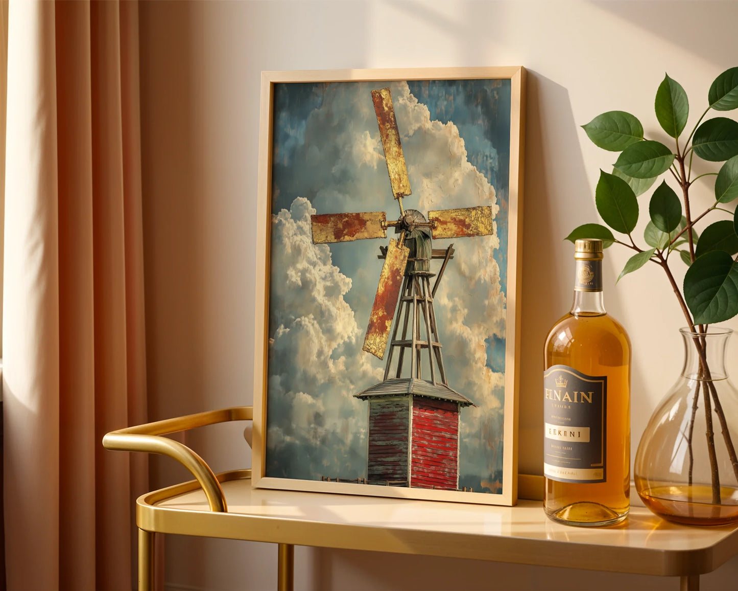 Farmhouse Windmill with Towering Storm Clouds in room