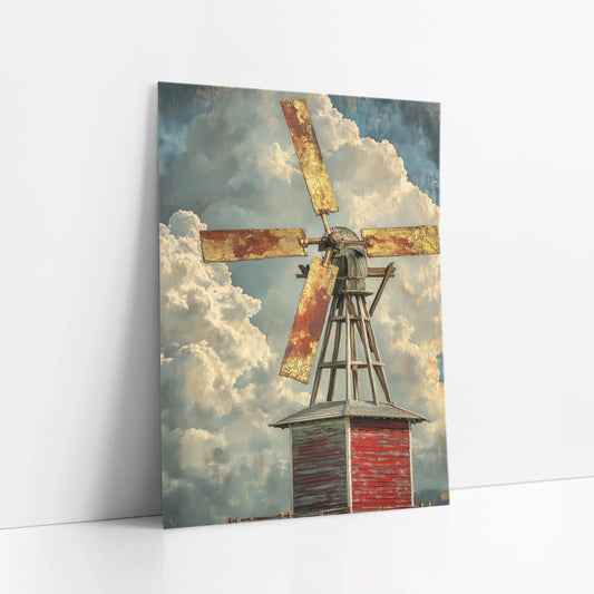 Farmhouse Windmill with Towering Storm Clouds art print