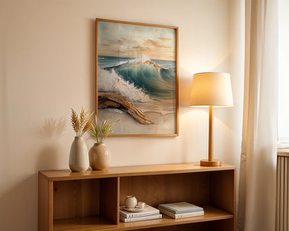 Textured Ocean Wave Gold Accent Impasto in room