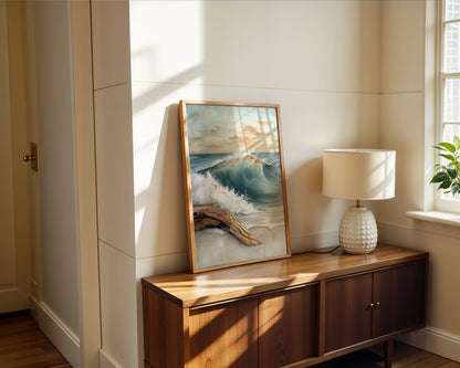 Textured Ocean Wave Gold Accent Impasto in room