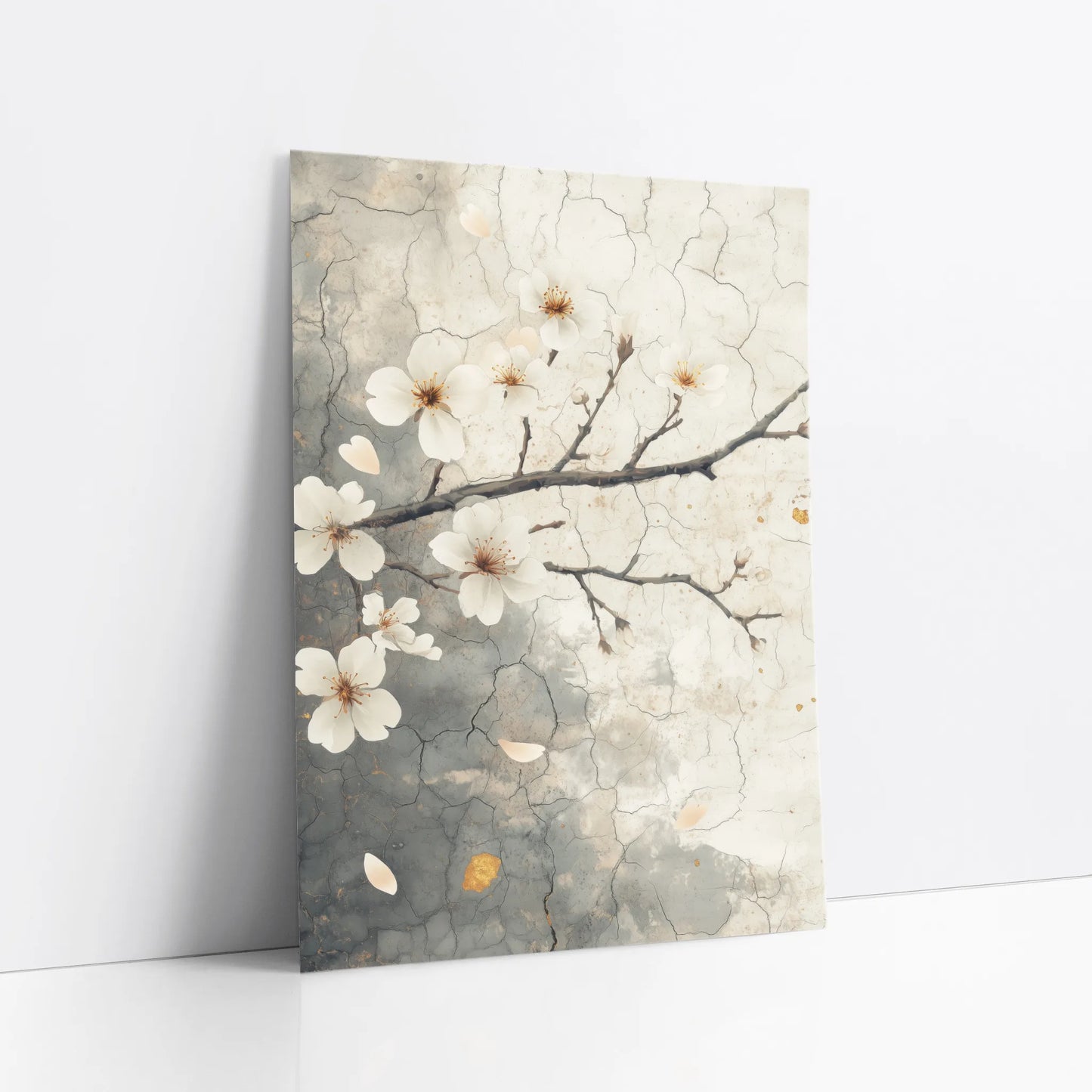 Cherry Blossom Art Cracked Fresco Japandi art print