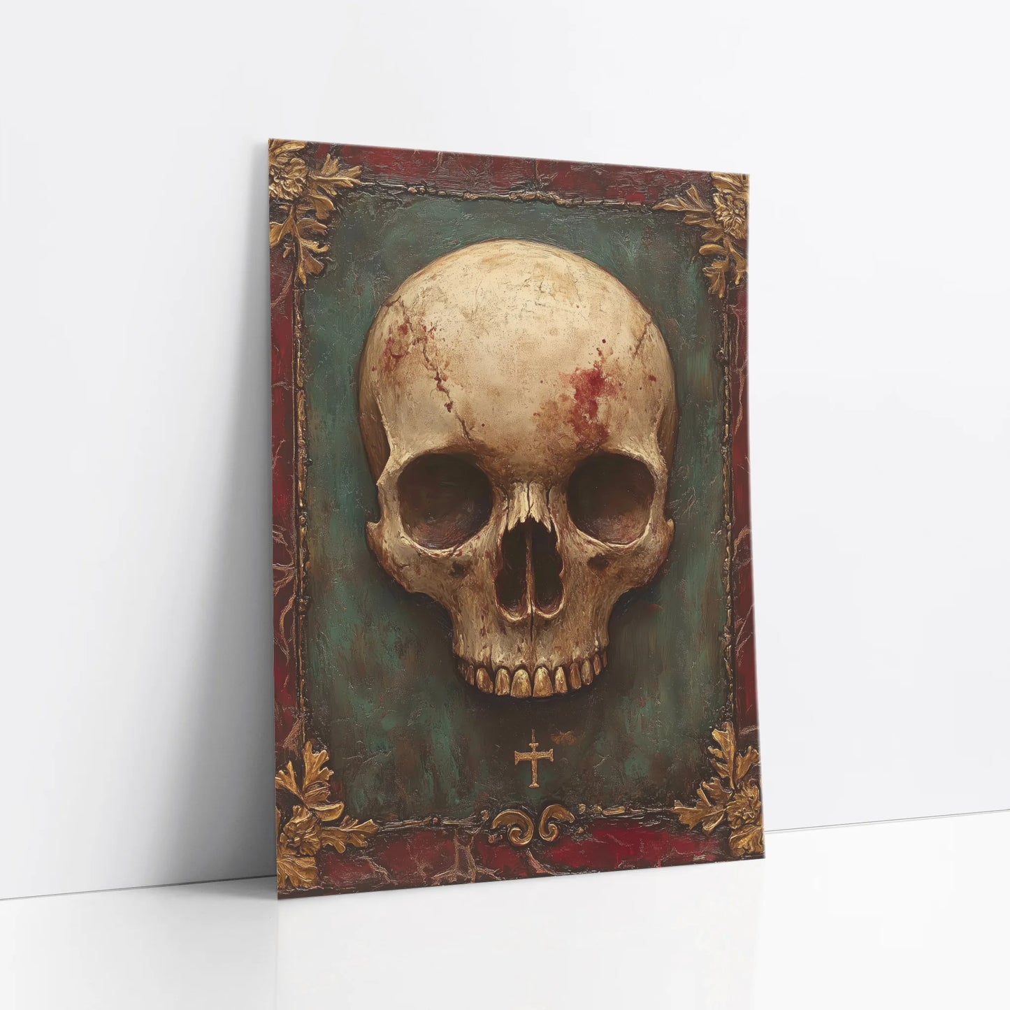Gothic Skull Art Gold Frame Dark Academia art print