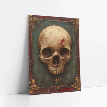 Gothic Skull Art Gold Frame Dark Academia art print