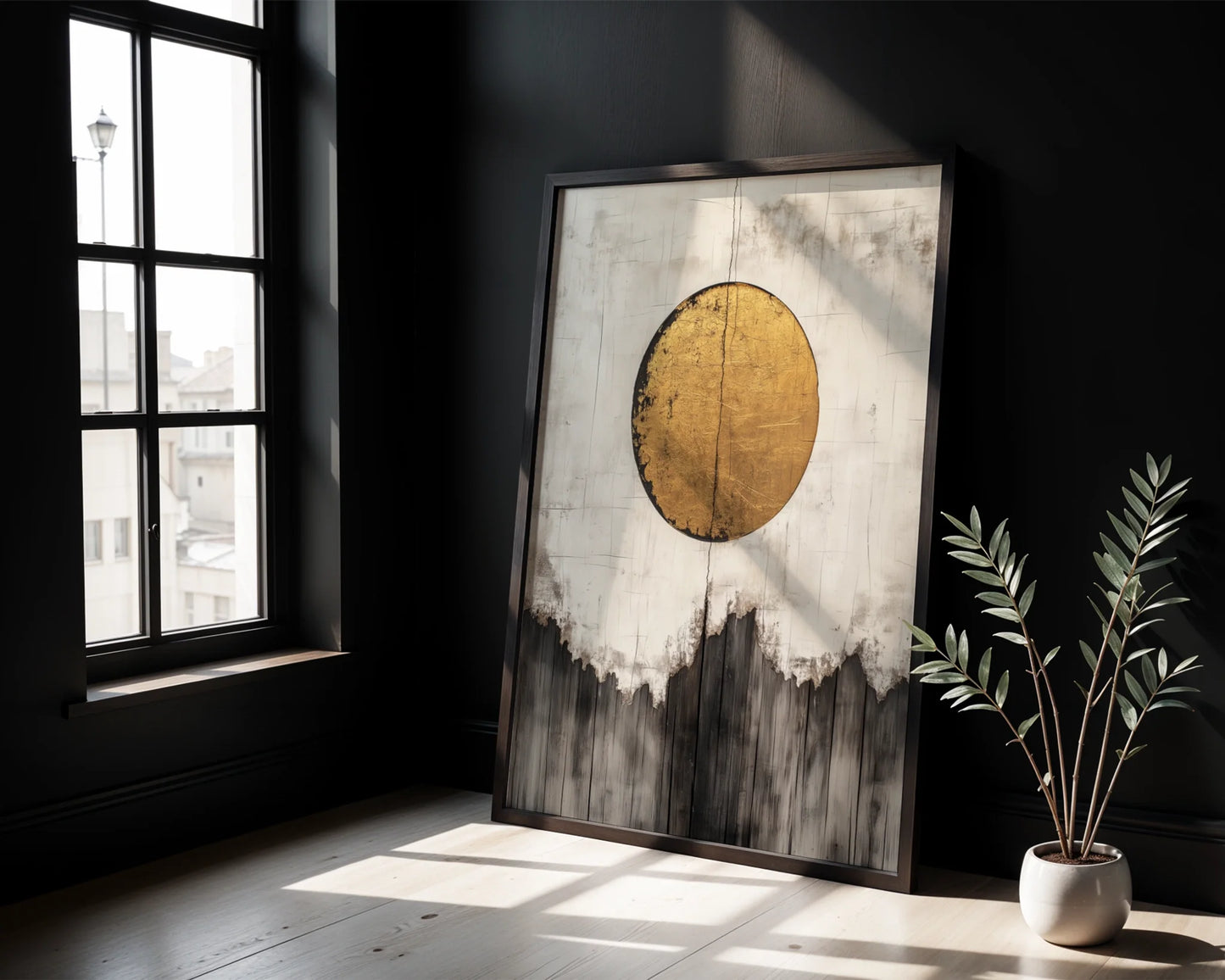Gold Sun Mountain Japandi Textured in room