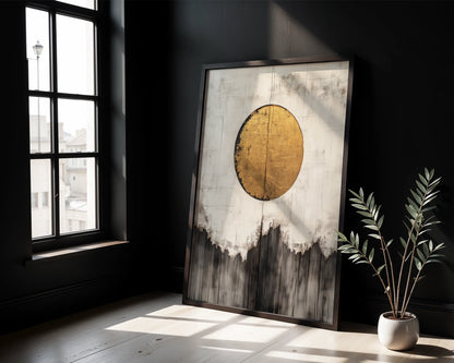 Gold Sun Mountain Japandi Textured in room