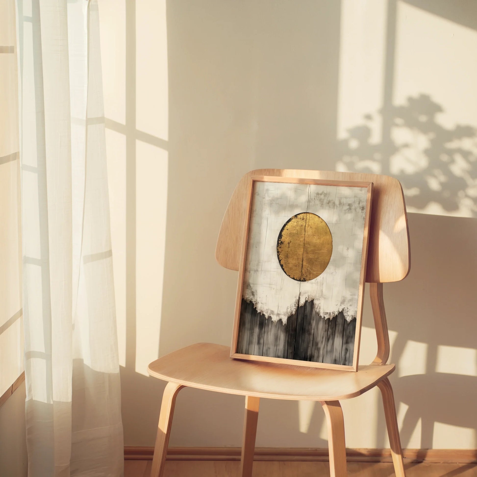 Gold Sun Mountain Japandi Textured in room