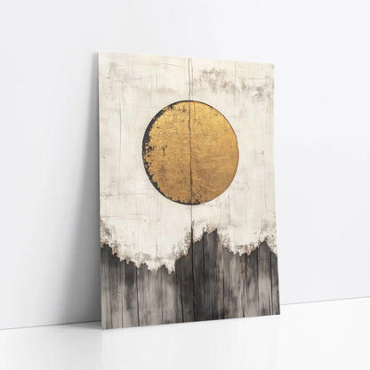 Gold Sun Mountain Japandi Textured art print