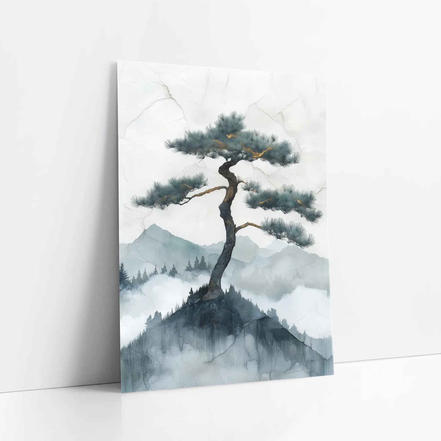 Japanese Style Mountain Art Lone Pine Cliff art print