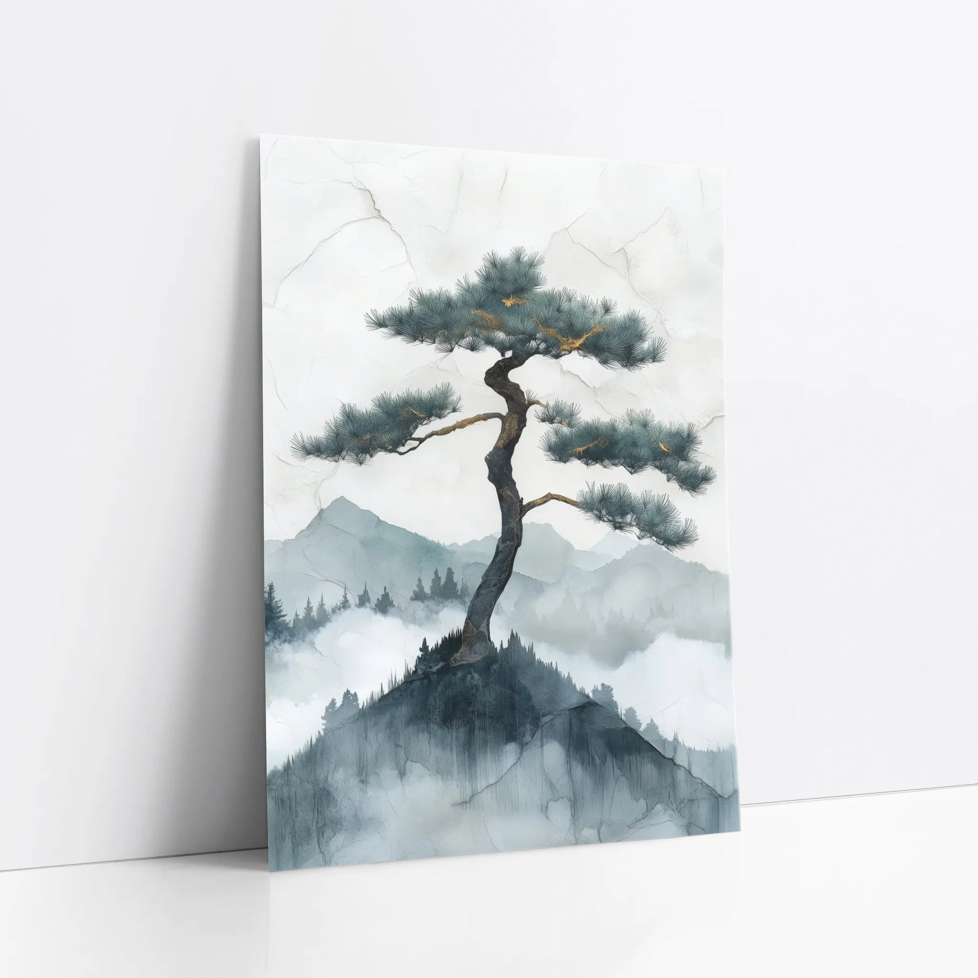 Japanese Style Mountain Art Lone Pine Cliff art print