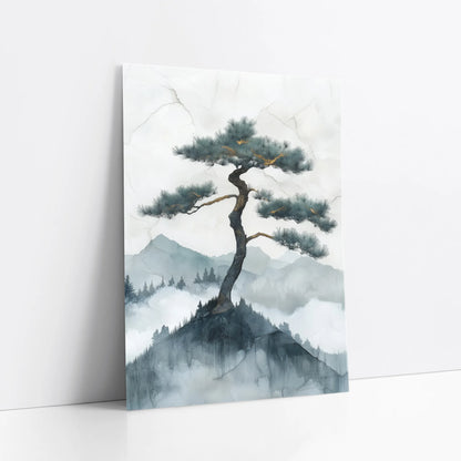 Japanese Style Mountain Art Lone Pine Cliff art print