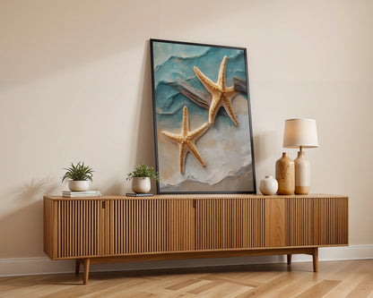 Gold Starfish Coastal Driftwood Luxury Bathroom in room
