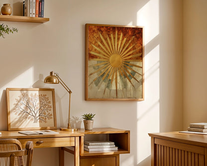 Golden Sun Rays Ancient Temple Stone in room