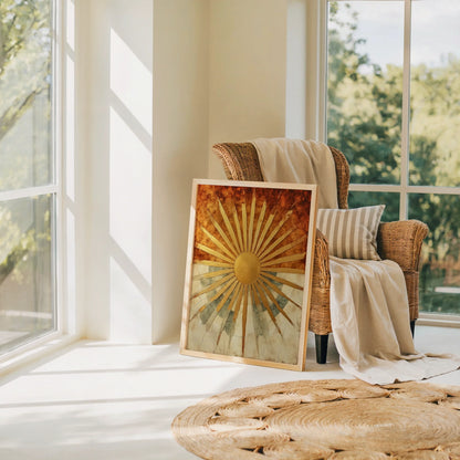 Golden Sun Rays Ancient Temple Stone in room