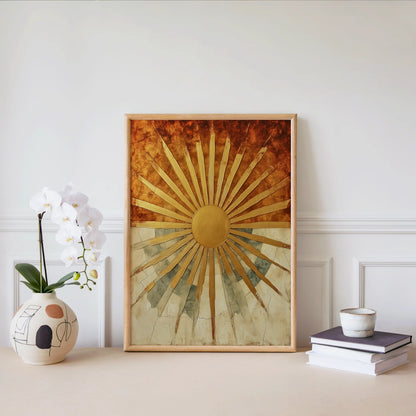 Golden Sun Rays Ancient Temple Stone in room