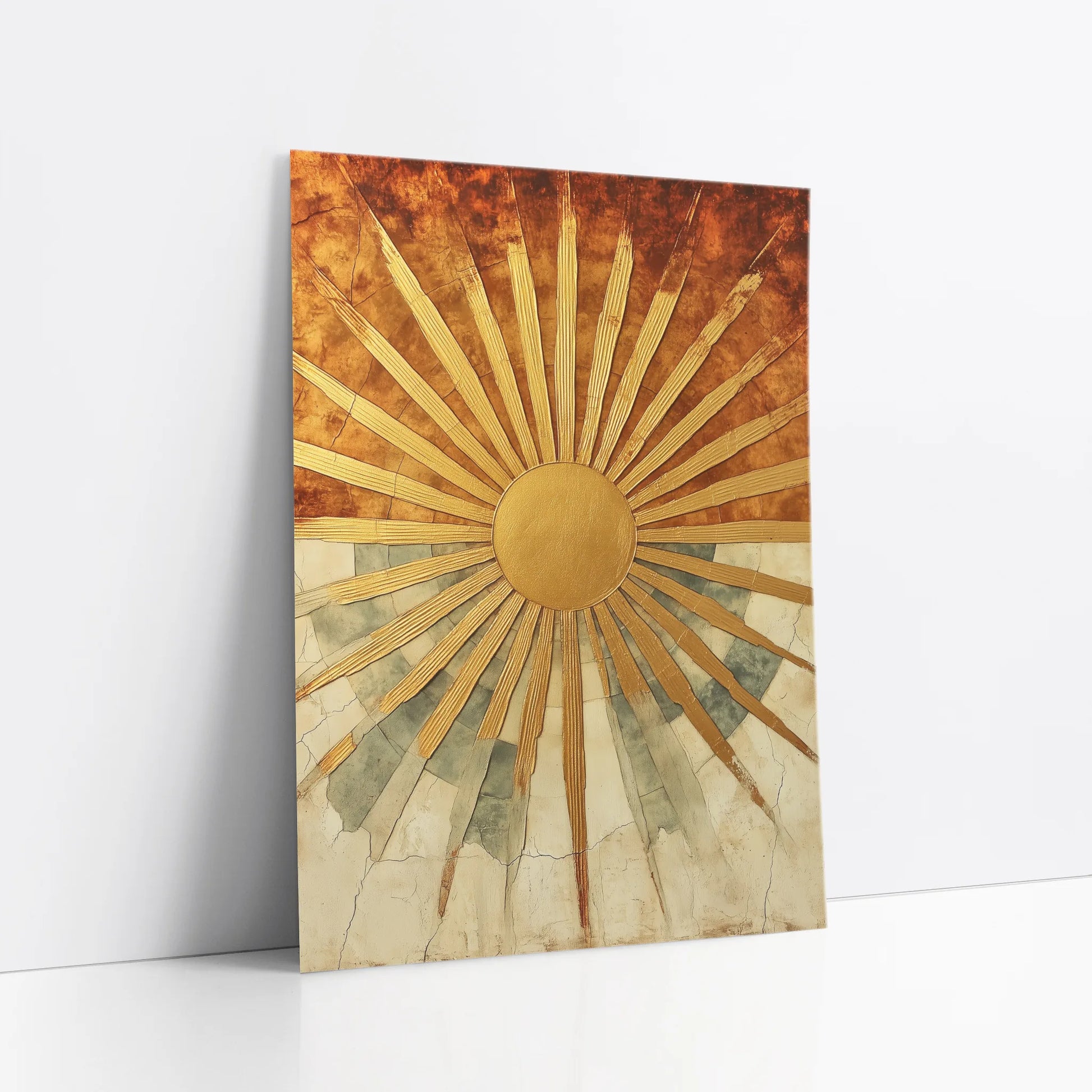 Golden Sun Rays Ancient Temple Stone art print