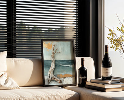 Coastal Driftwood Mixed Media Ocean Waves in room