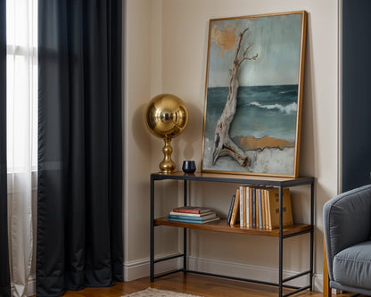 Coastal Driftwood Mixed Media Ocean Waves in room