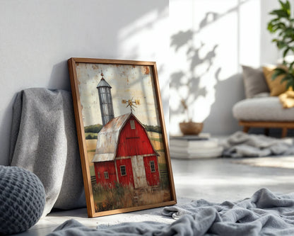 Red Barn Farmhouse Silver Silo Checkerboard in room