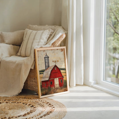 Red Barn Farmhouse Silver Silo Checkerboard in room