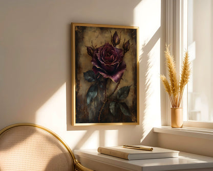 Dark Purple Rose Gothic Medieval Manuscript in room