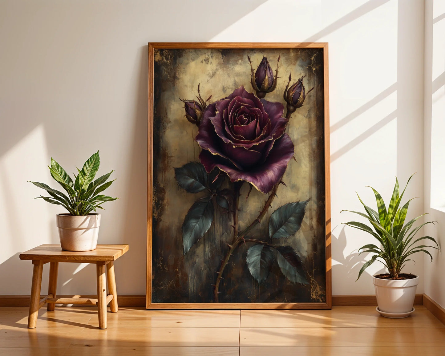 Dark Purple Rose Gothic Medieval Manuscript in room