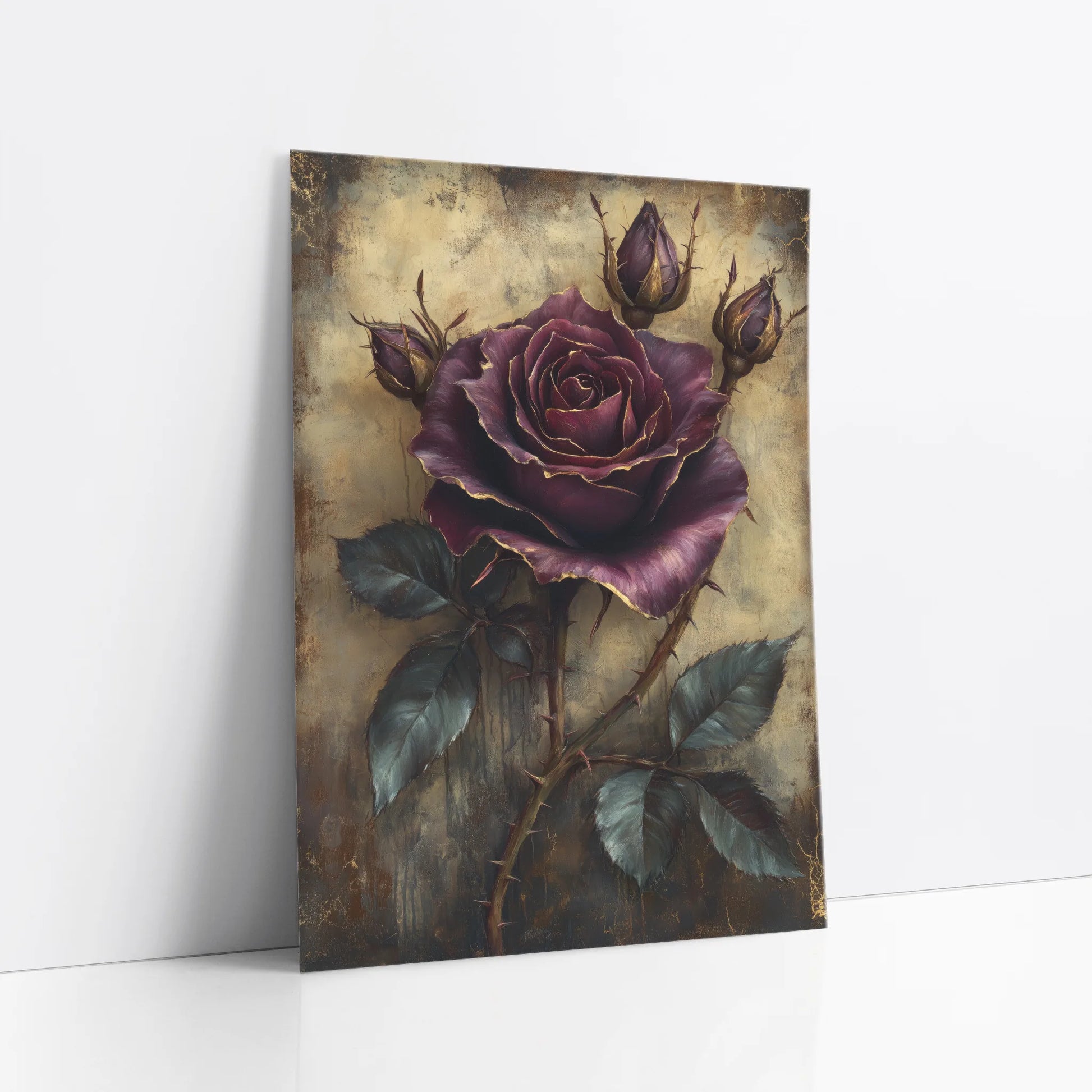 Dark Purple Rose Gothic Medieval Manuscript art print