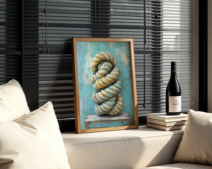 Nautical Rope Art Twisted Maritime Canvas Wall Art — Rustic farmhouse style canvas showcasing frayed cordage details for contemporary home decor inspiration