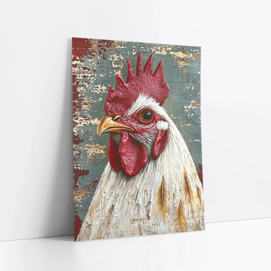 Rustic Rooster Art Barn Wood Farmhouse art print