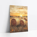 Rustic Farm Sunset Hay Bales Golden Stubble art print