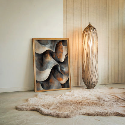 Industrial Abstract Art Copper Ribbons Folding in room