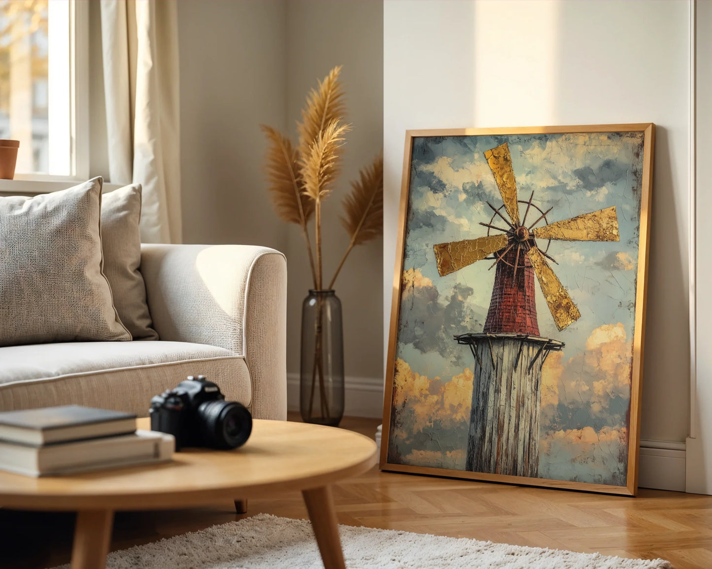Dutch Windmill Golden Hour Cracked Texture in room
