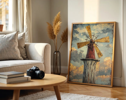 Dutch Windmill Golden Hour Cracked Texture in room