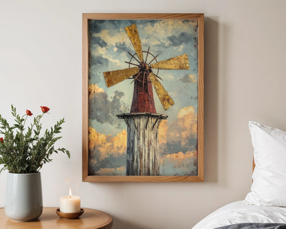 Dutch Windmill Golden Hour Cracked Texture in room