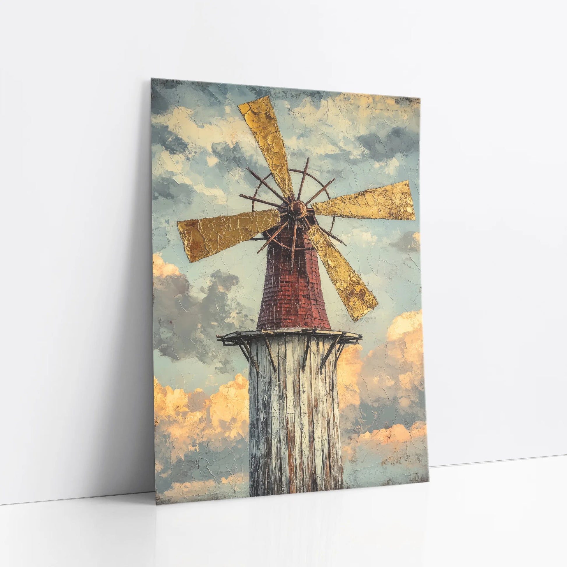 Dutch Windmill Golden Hour Cracked Texture art print