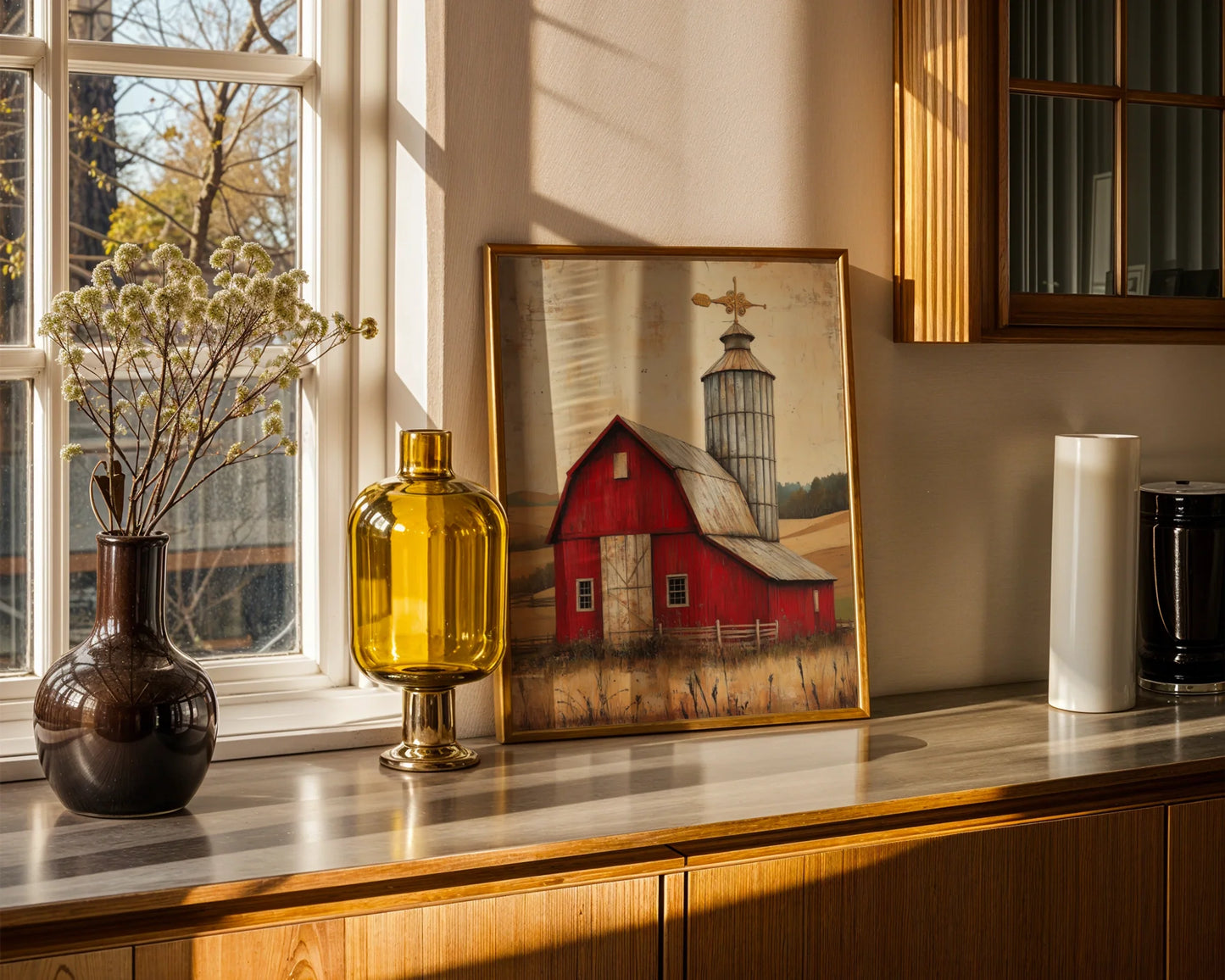 Rustic Red Barn Silo Weathervane Farmhouse in room
