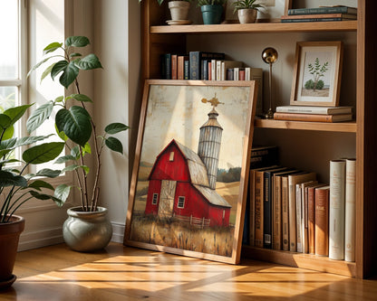 Rustic Red Barn Silo Weathervane Farmhouse in room
