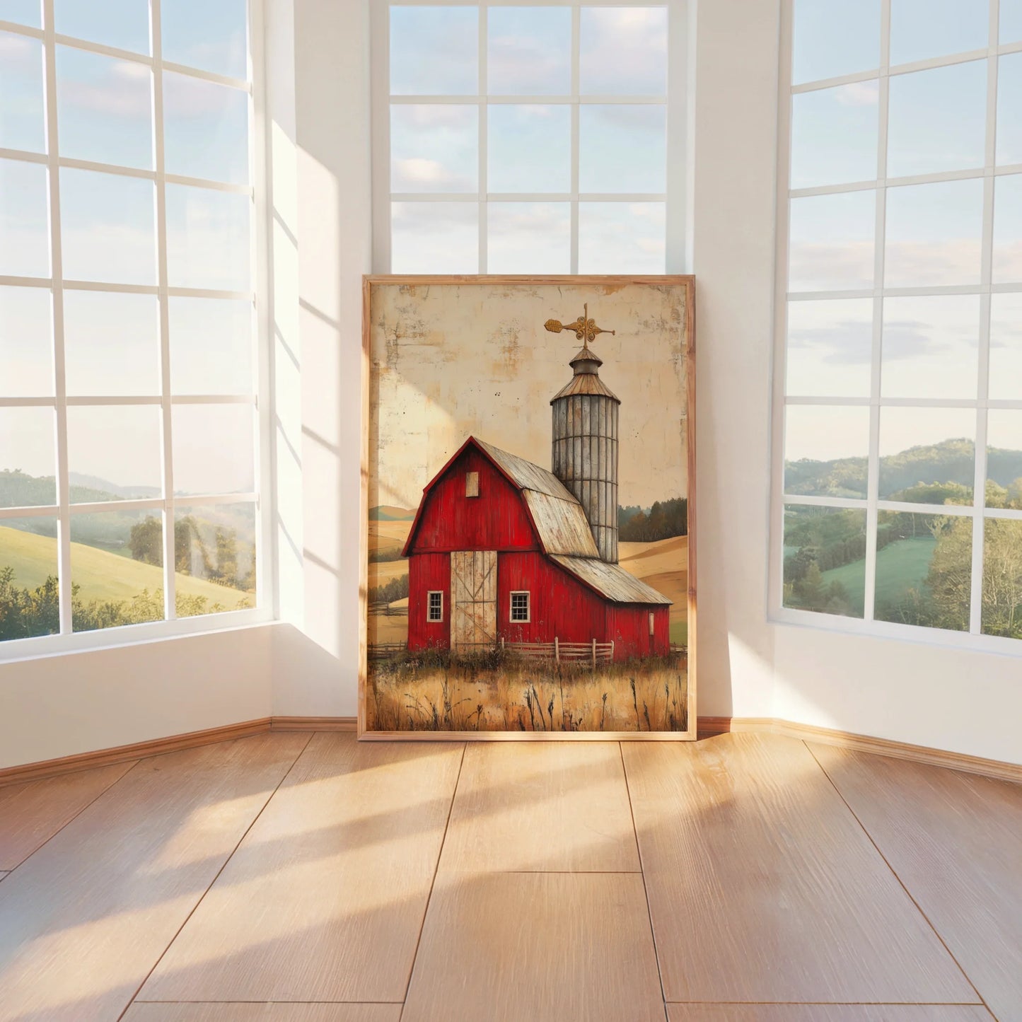 Rustic Red Barn Silo Weathervane Farmhouse in room